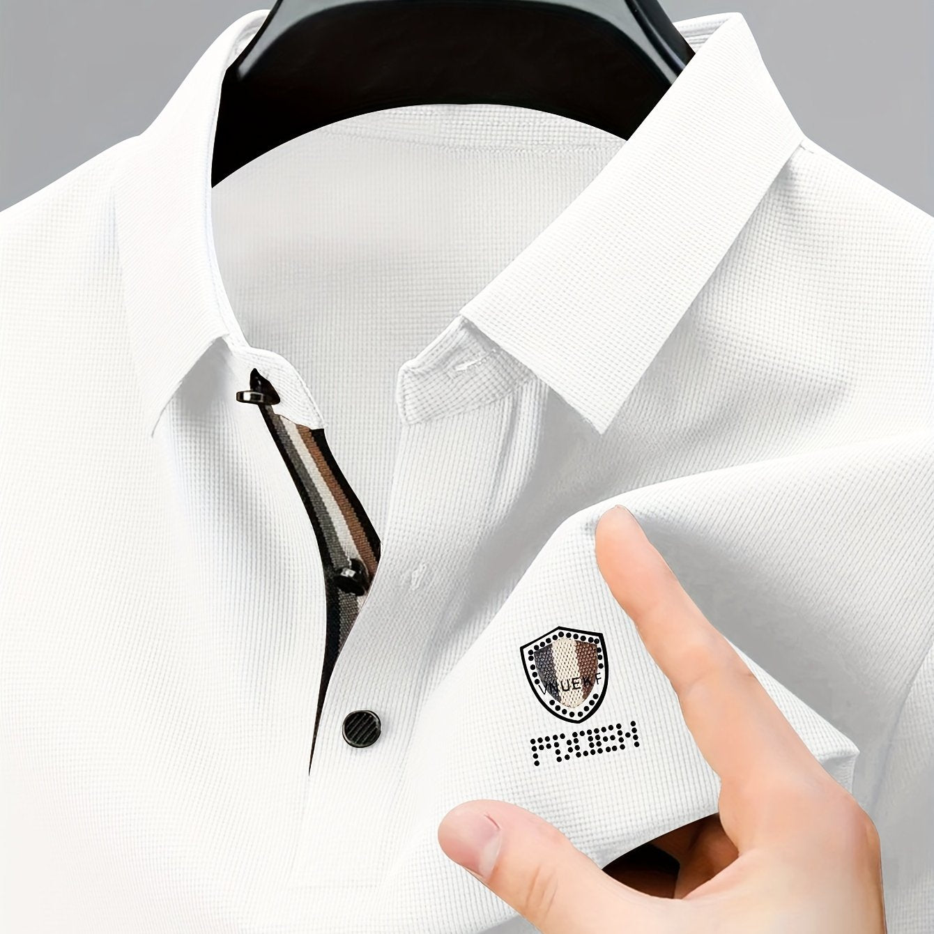 Мужская гольф-рубашка с геометрическим принтом, полиэстер, повседневная, весна, лето, осень