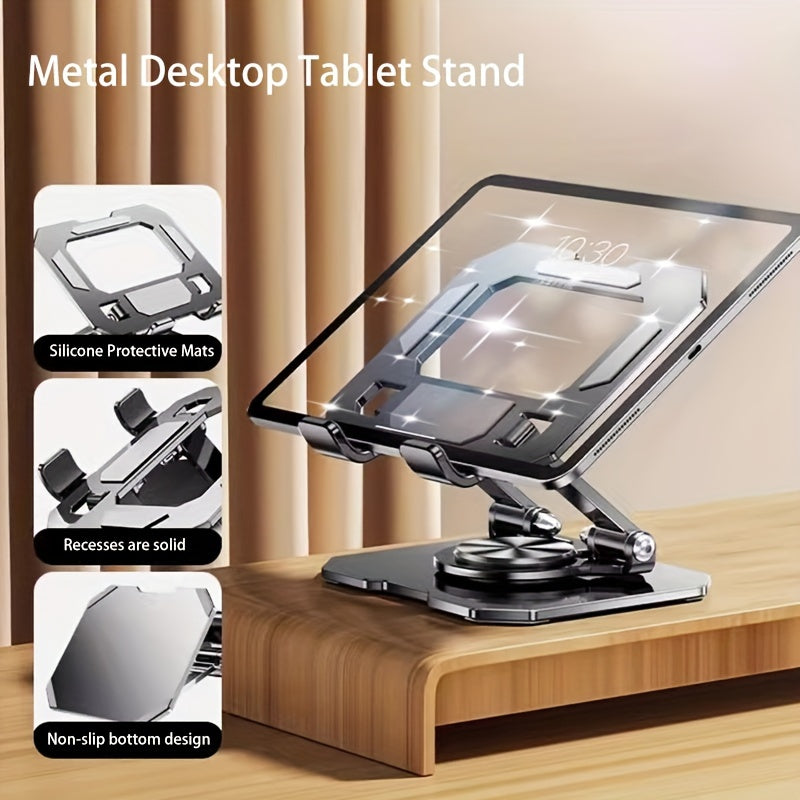 Foldable Aluminum Tablet Stand with 360° Rotation for Easy Viewing