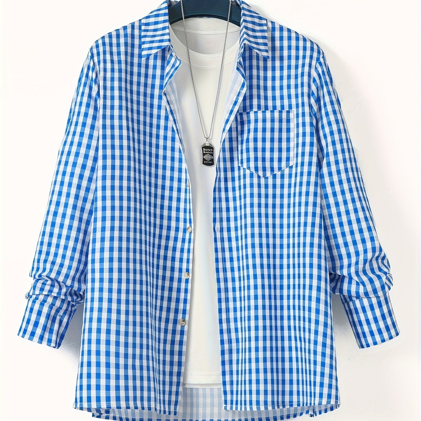 Men's Long Sleeve Plaid Shirt with Beer Festival Print Gingham Pattern Plus Size