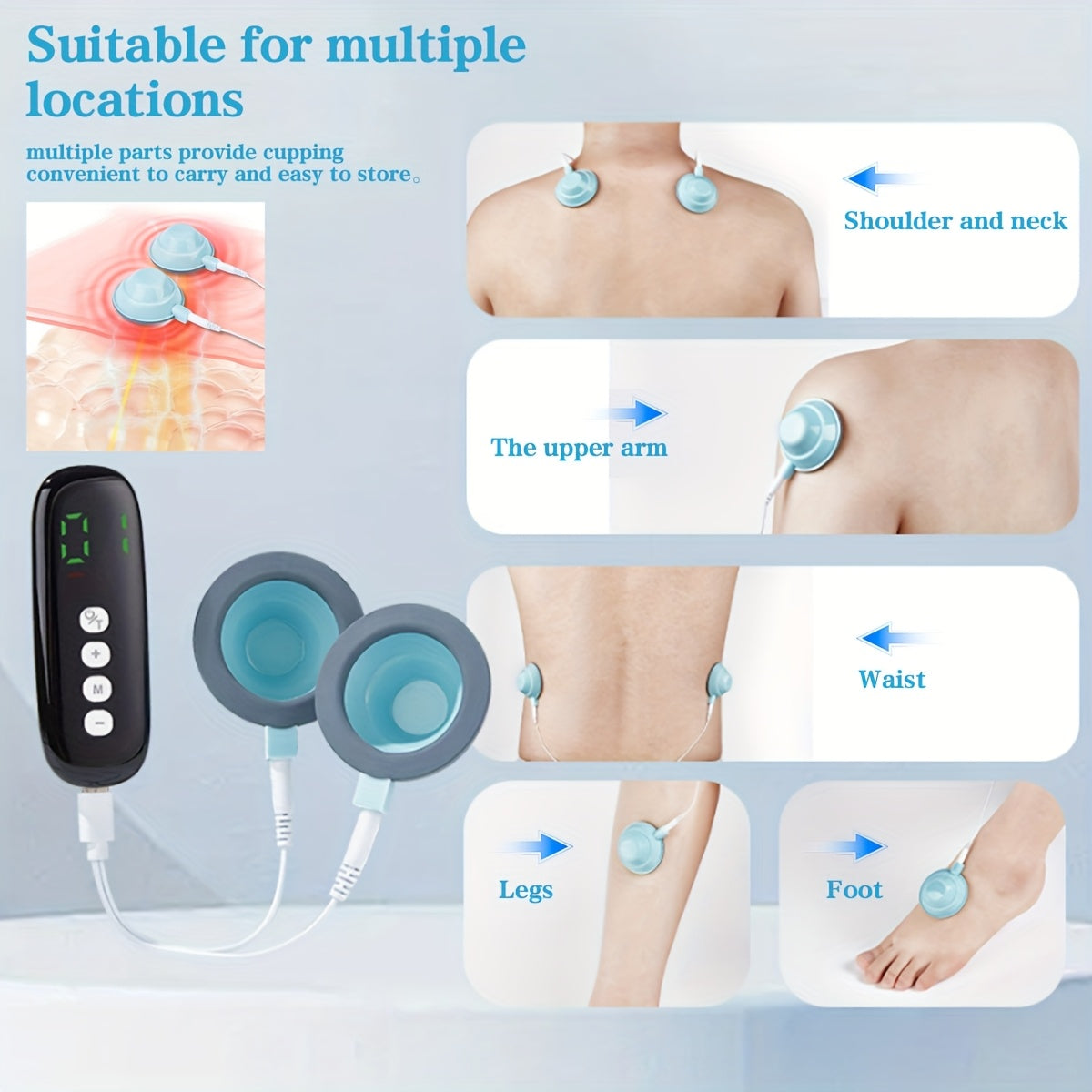 10 rejim, 39 intensivlik darajasi bilan zaryadlanadigan massaj asbobi. Suyuq qopqoq, plastinkalar va USB zaryadlashni o'z ichiga oladi. Shaxsiy farovonlik va og'riqni kamaytirish uchun portativ va ko'p funksiyali. Foydalanish oson.