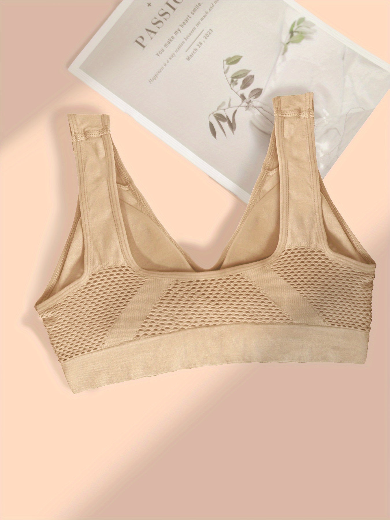 Plus Size Sports Bra Solid Color No Underwire Breathable Yoga Fitness Running