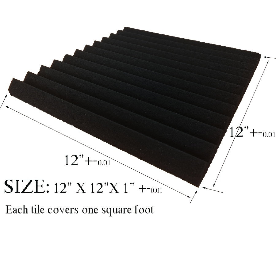 96 Pieces Black Acoustic Foam Wall Panels 30.48x30.48x6.35 cm Soundproof Wedge