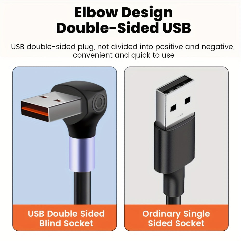 Spring Data Cable Elbow USB C Fast Charging Cable for iPhone 15 Samsung Xiaomi