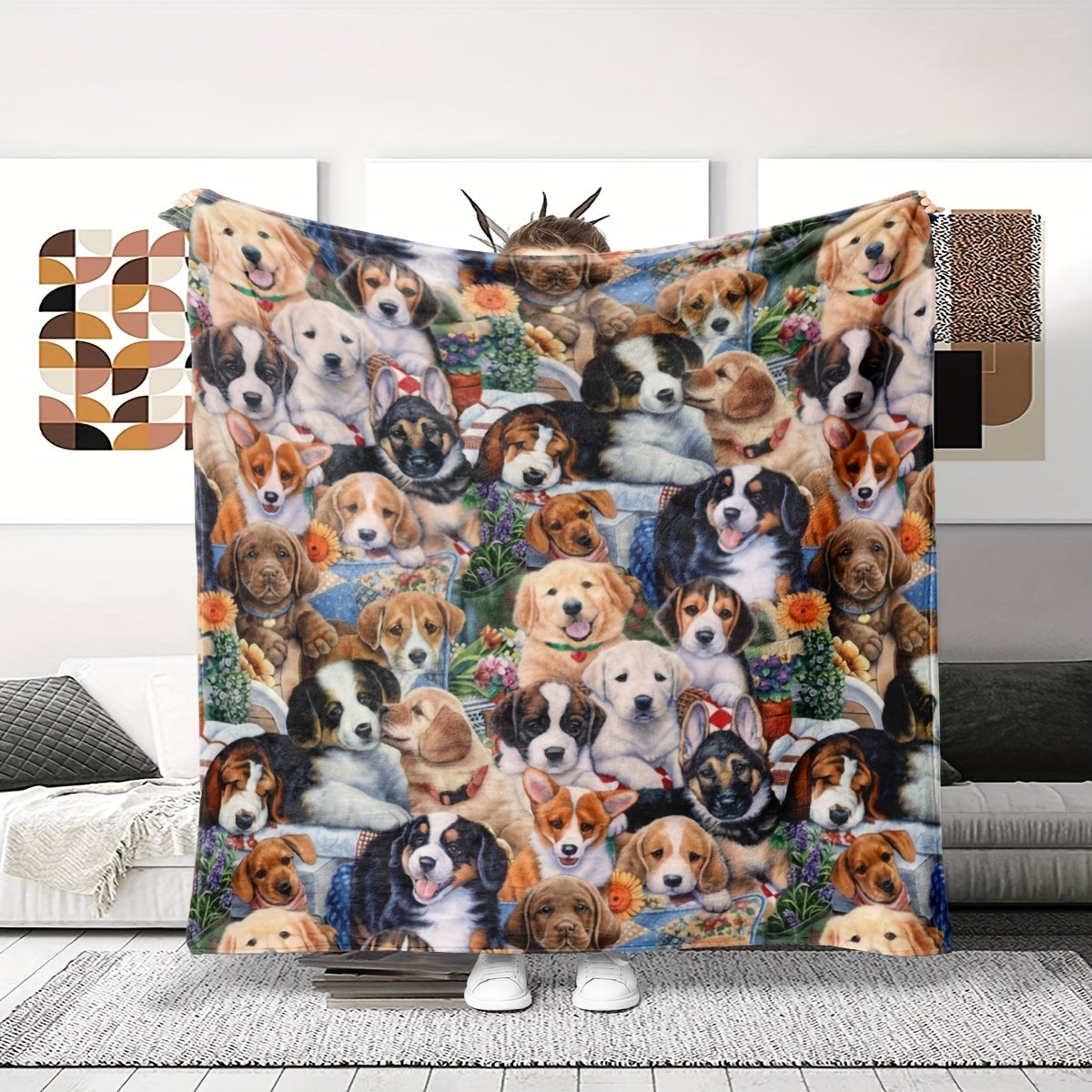 Dog Blanket Soft Flannel Throw for Dogs Cozy All-Season Bed Couch Use
