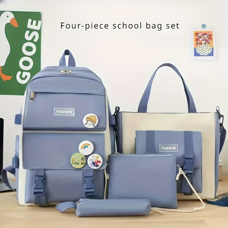 Large Capacity Canvas Backpack Set for Students Travelers and Commuters Water-Resistant Durable Multiple Pockets