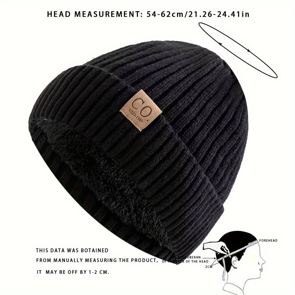 Rang blokli qishki beanie, fleece bilan qoplangan, shamol o'tkazmaydigan quloq issitgich, juftliklar uchun