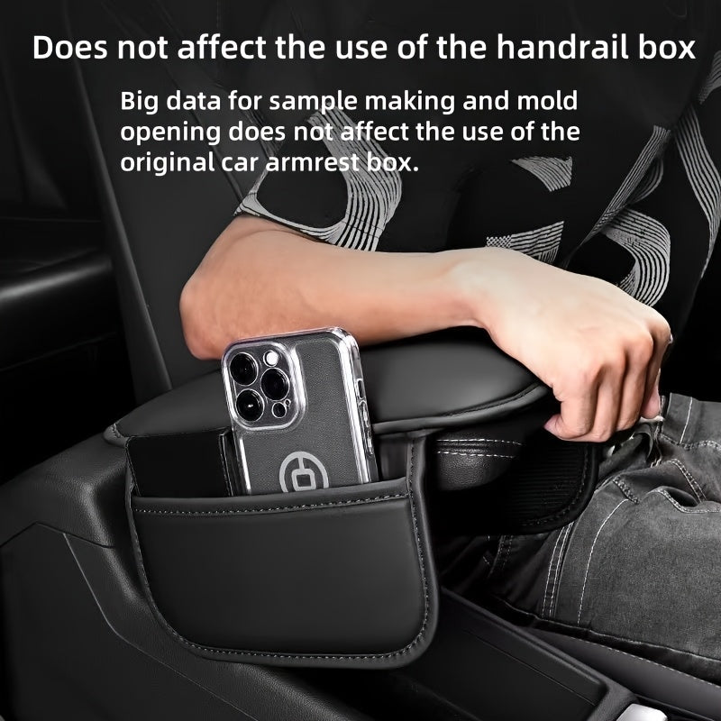 Universal Car Armrest Pad With Side Storage Bag Console Protector