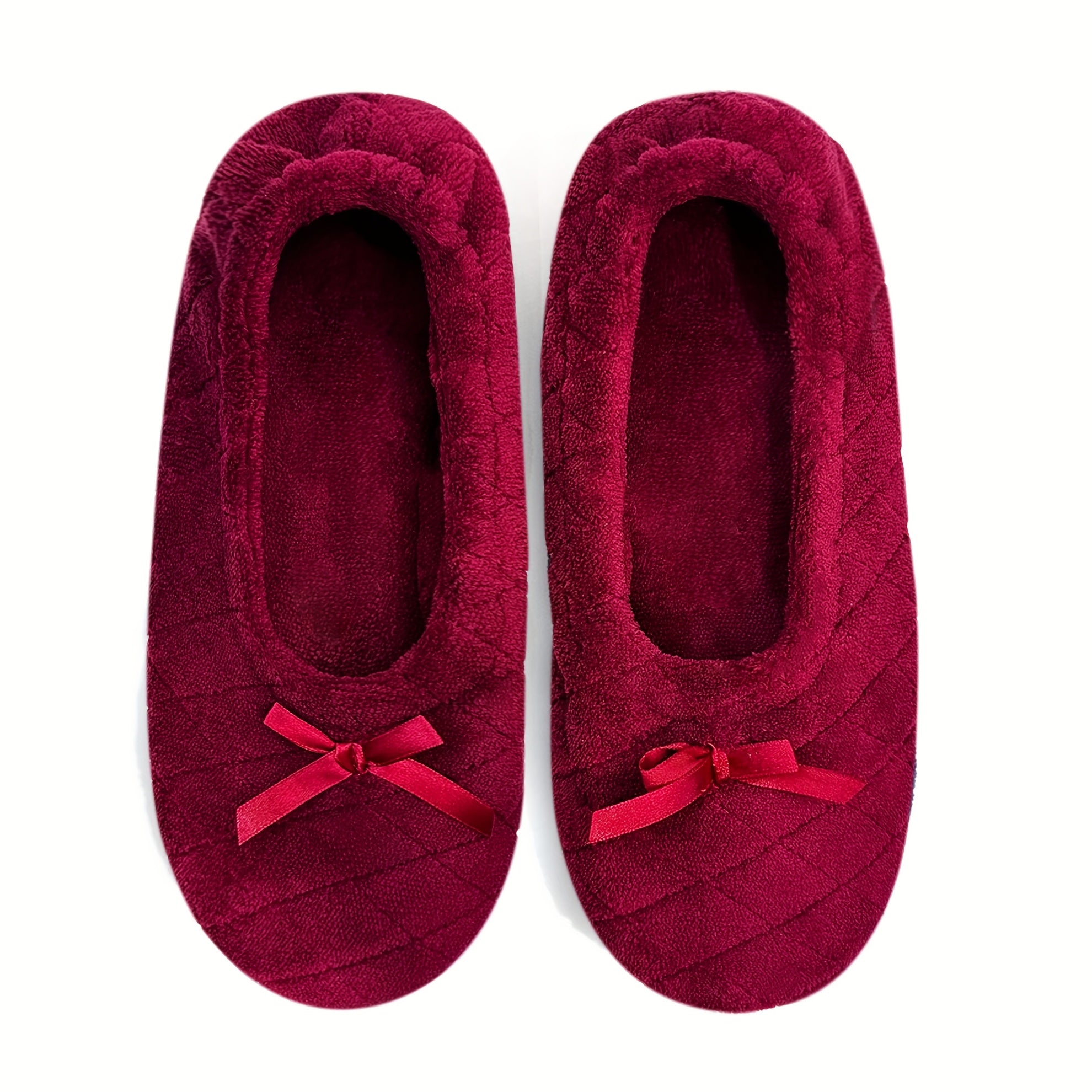 Ayollar uchun bir rangli qavatiq Terrycloth ballerina tufli, saten lent bilan ichki poyabzal