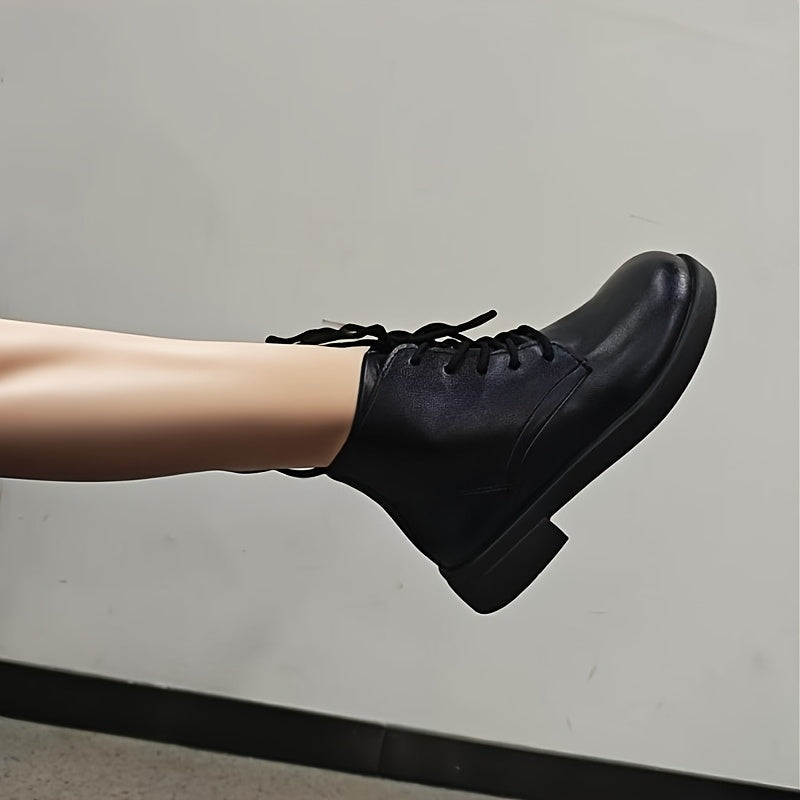 Women's Western Style Chunky Platform Boots Durable PU Low Heel