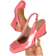 Women's Square Toe Wedge Heels Comfortable Stylish Footwear