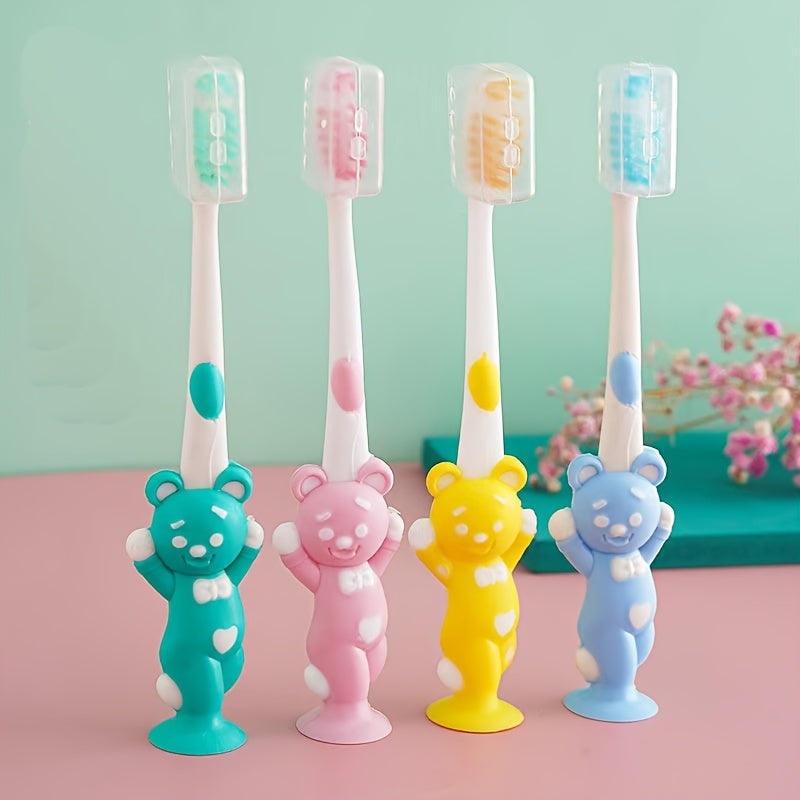 Set of 4 Cartoon Bear and Rabbit Toothbrushes Soft Bristles Small Head Unisex Adults