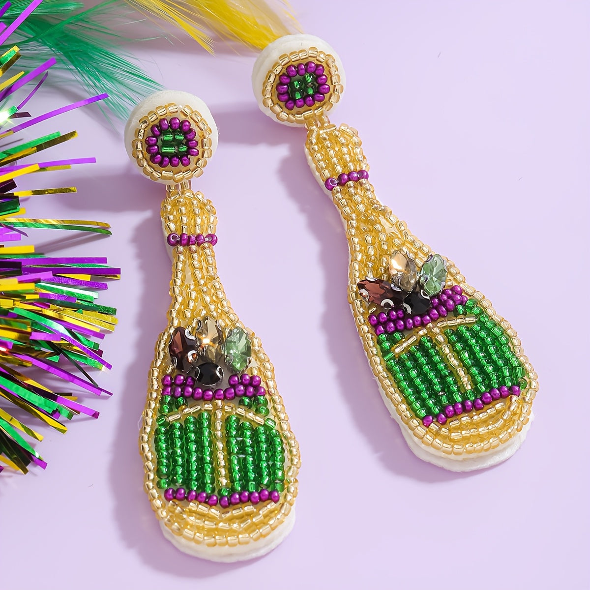 Pendientes largos boho-chic con cuentas y detalles de rhinestone para festivales y uso diario