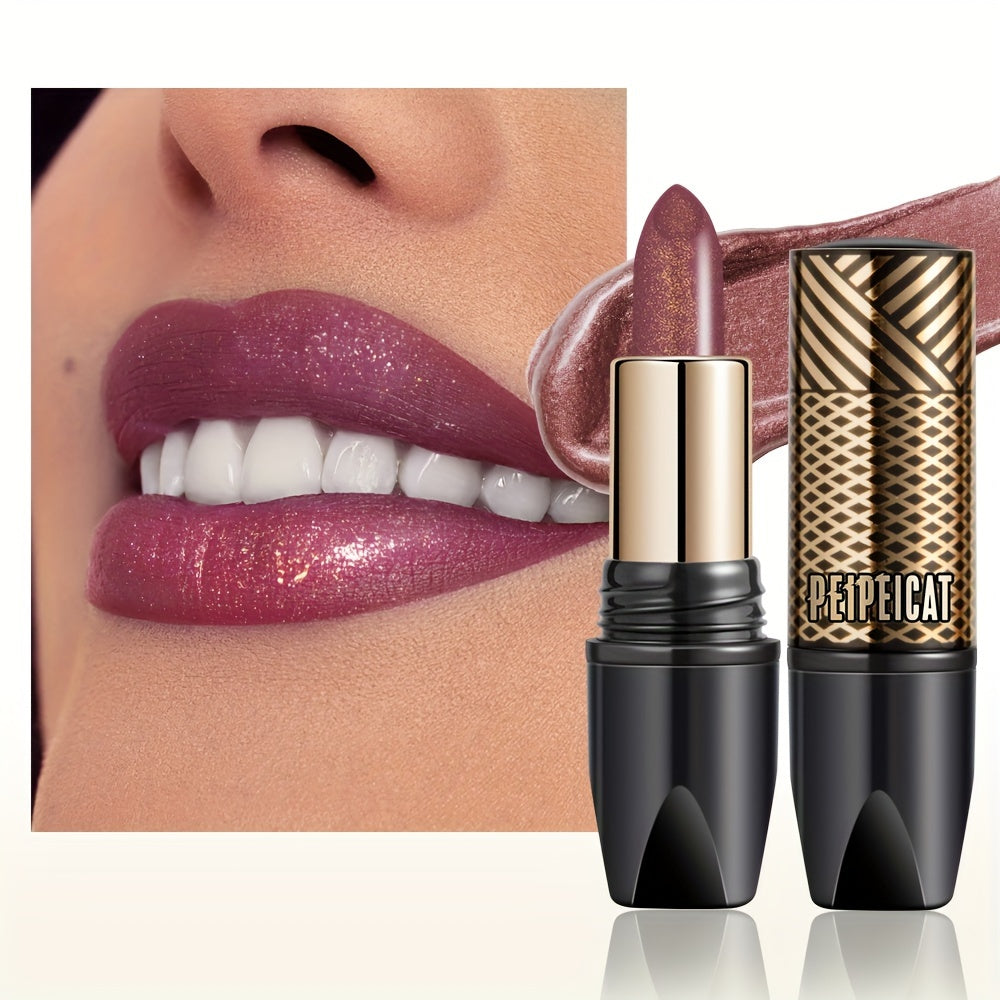 Mujer lápiz labial no difuminar burdeos oro brillo brillo duradero brillante