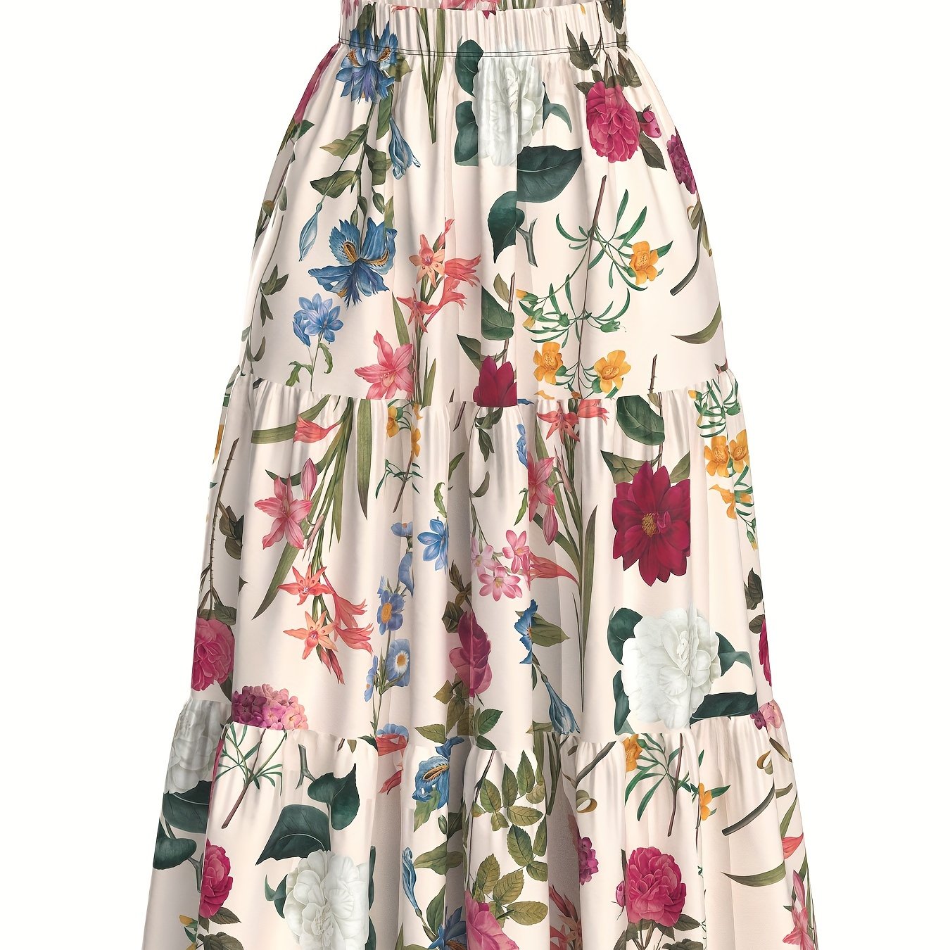 Women's Floral Print Flared Skirt Lightweight Summer Casual Beachwear