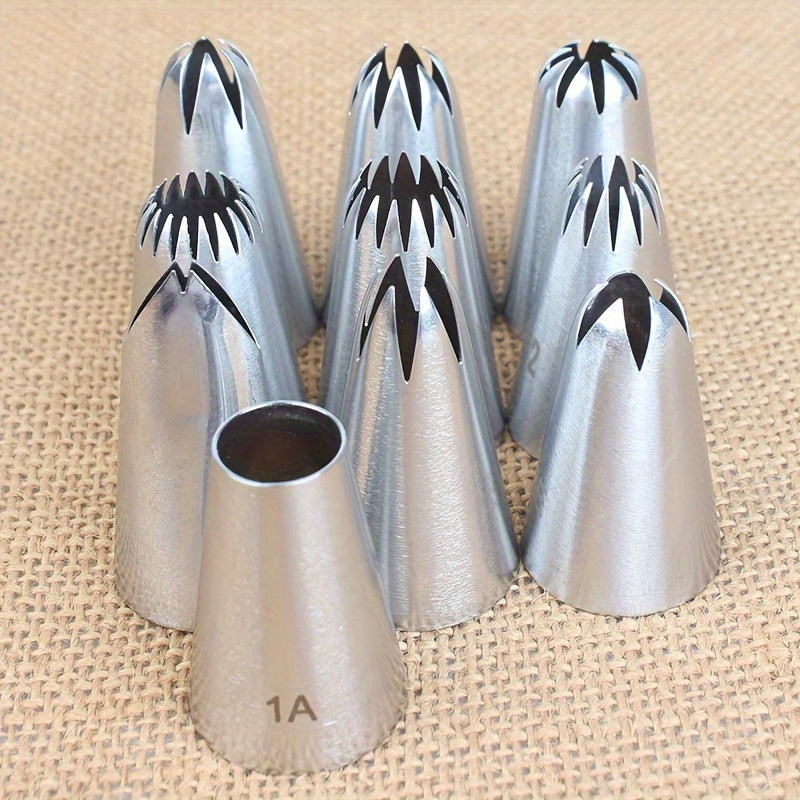 Stainless Steel Icing Piping Tips Set 10pcs Cake Decorating Nozzles for Cupcakes