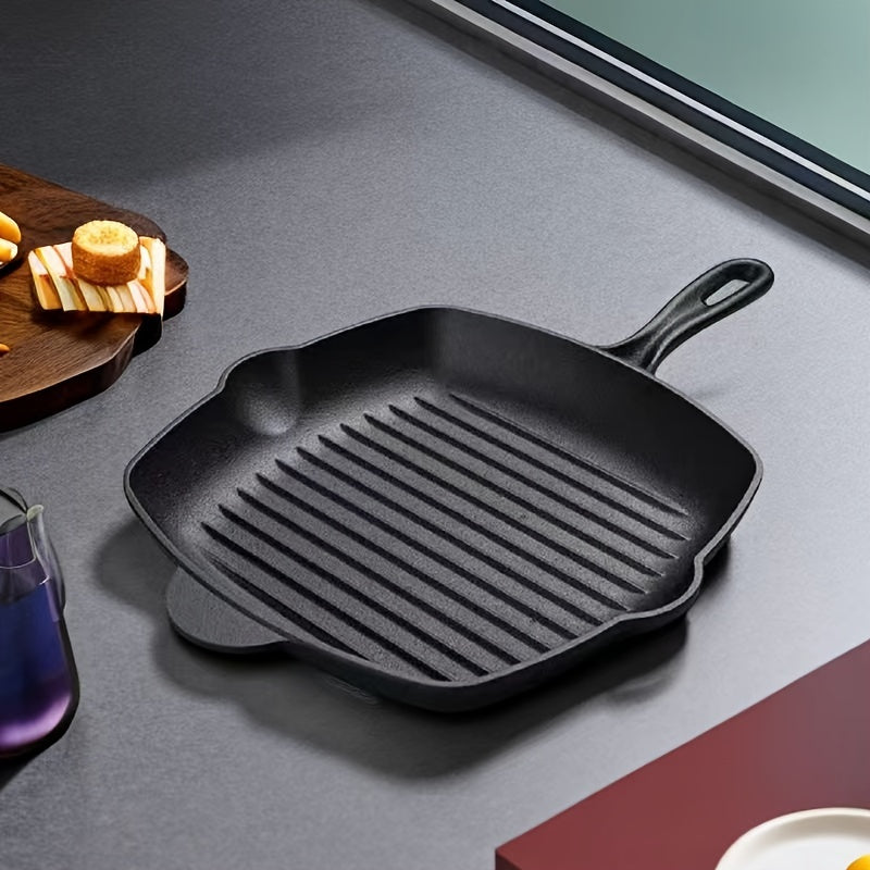 Large Cast Iron Steak Frying Pan for Gas and Electric Stoves, Flat Design