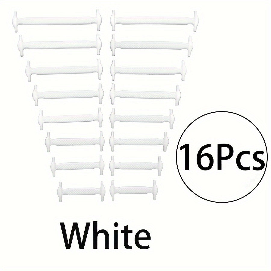 Unisex Stretchy Silicone Lazy No Tie Shoe Laces Flat Elastic Shoe Ties 16 Pack