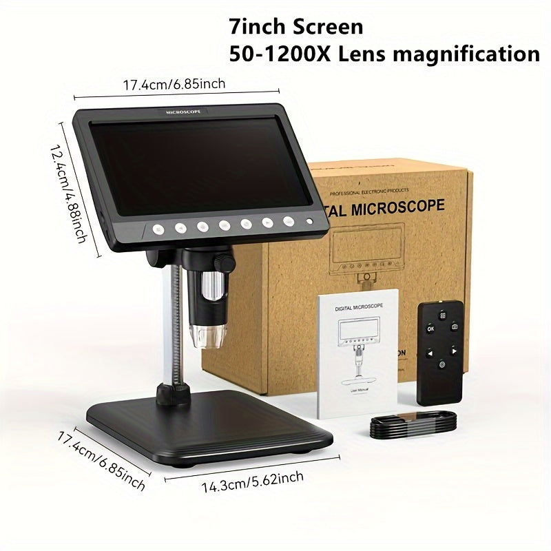 Digital Microscope 1200X 17.78cm/10.92cm with 8 LED Illumination for Biological Research Coin Appraisal and Education