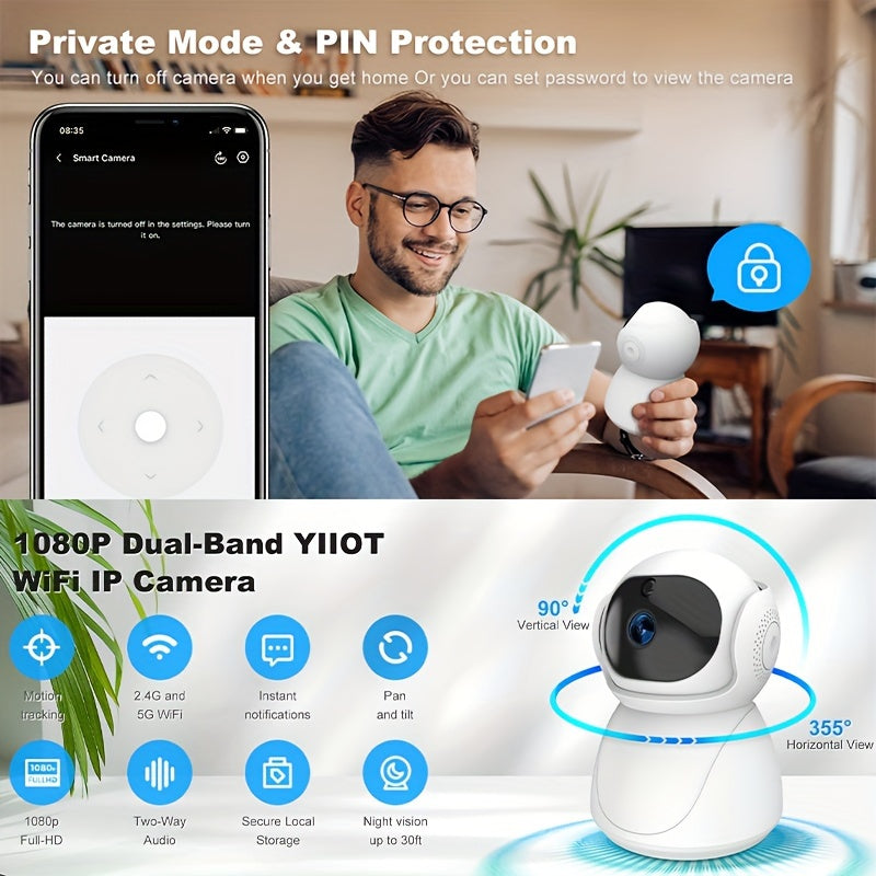 Indoor Security Camera 1080P HD Night Vision Two-Way Audio WiFi Tracking