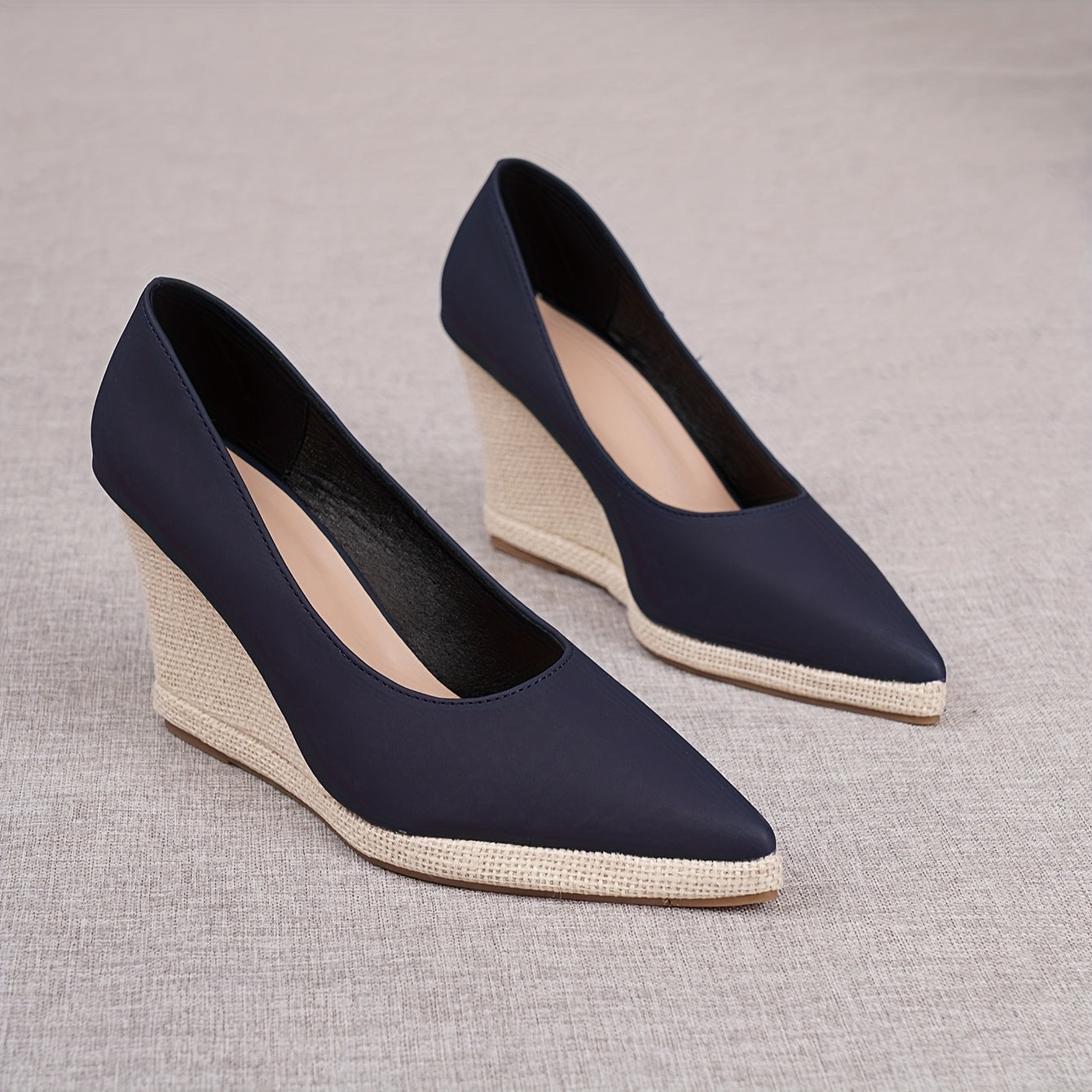 Women's Slip-On Shoes Woven Bottom Pointed Toe Wedges All Seasons