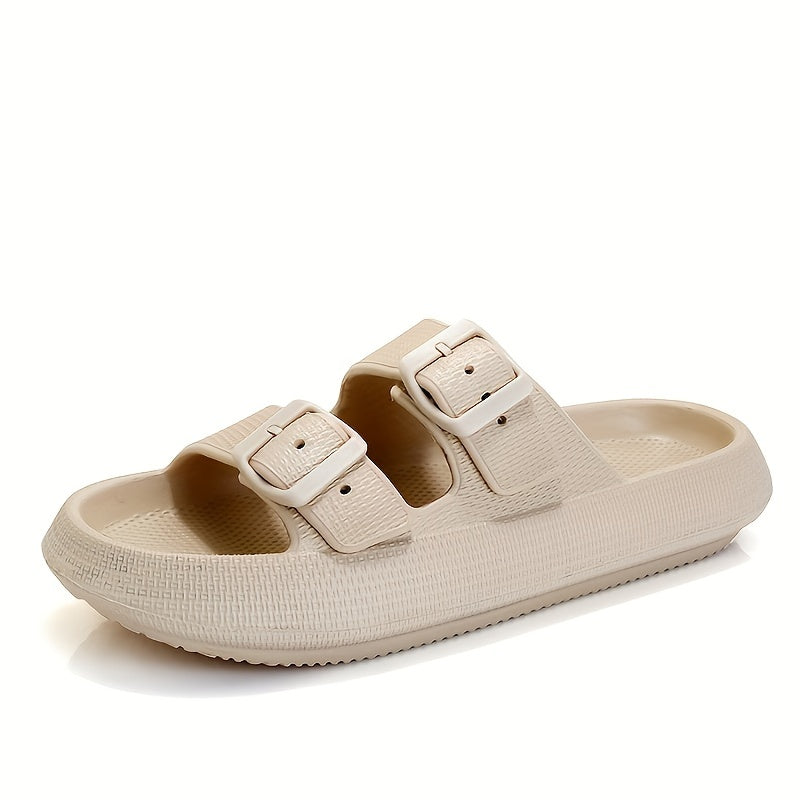 Unisex EVA Pillow Slides Beige Textured Indoor Outdoor Slip-On Sandals
