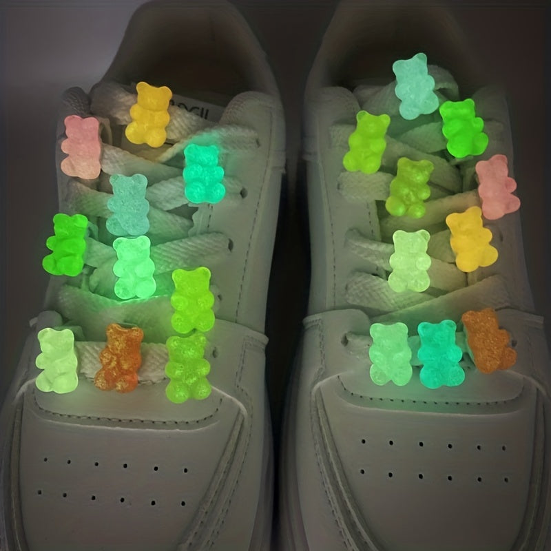 Unisex Glow-in-the-Dark Bear Shoelace Charms Colorful ABS Resin Buckles