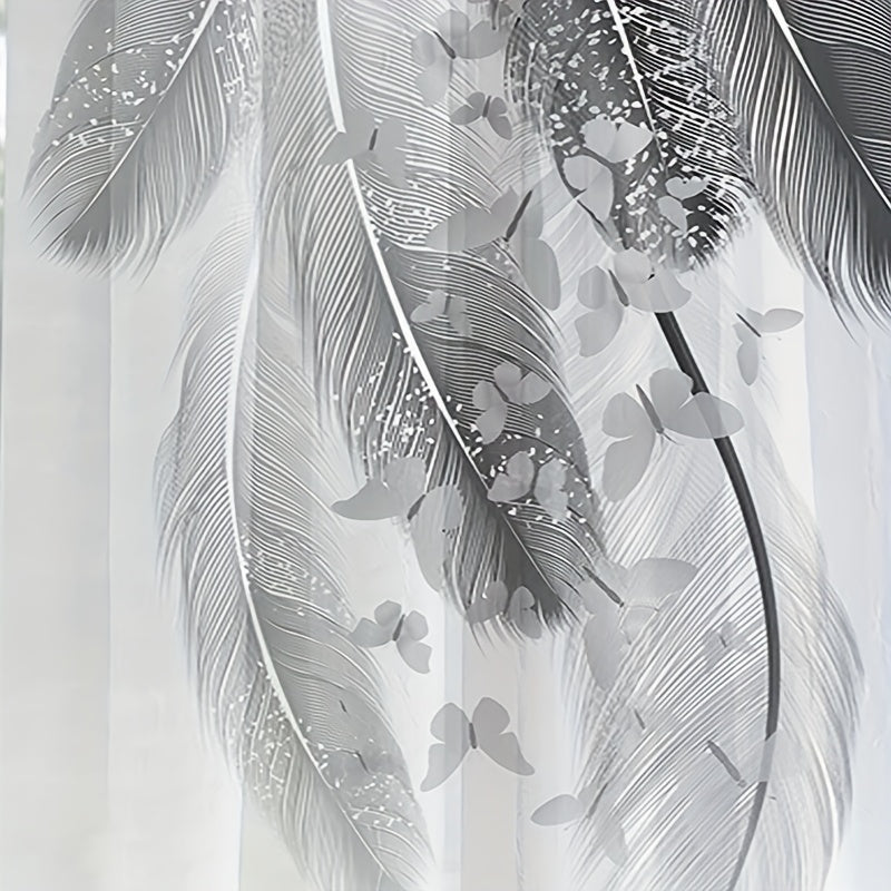 Set of 2 Feather Print Curtains for Bedroom Living Room Office Kitchen