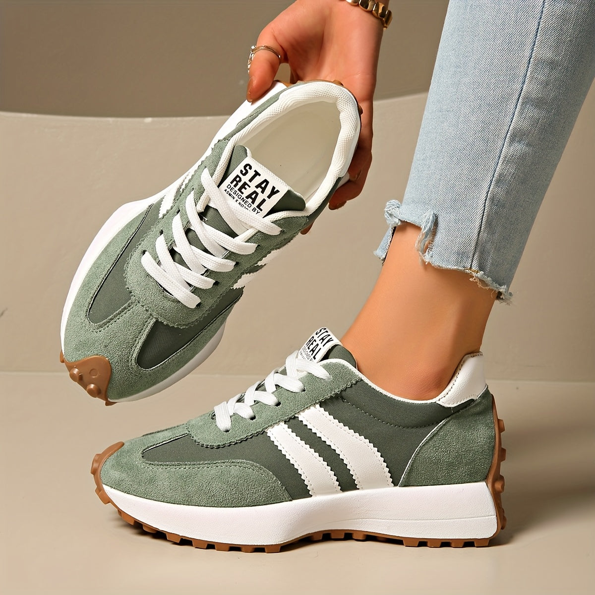 Women'S Retro Chunky Platform Sneakers Synthetic Cover Flannel Upper Brown Fabric Insole