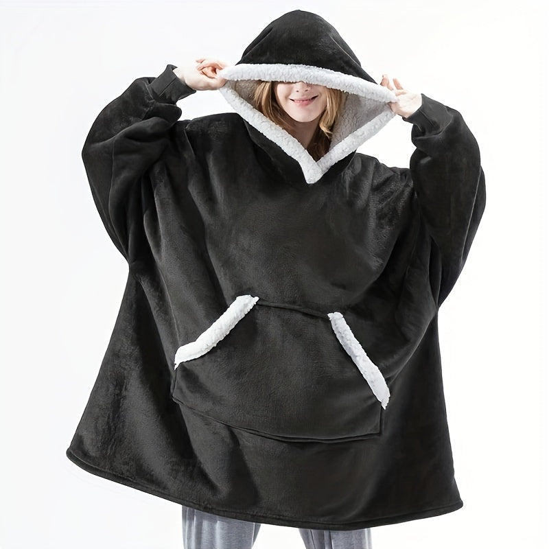 Unisex Fleece Hoodie Blanket with Pockets, Cozy, Machine Washable