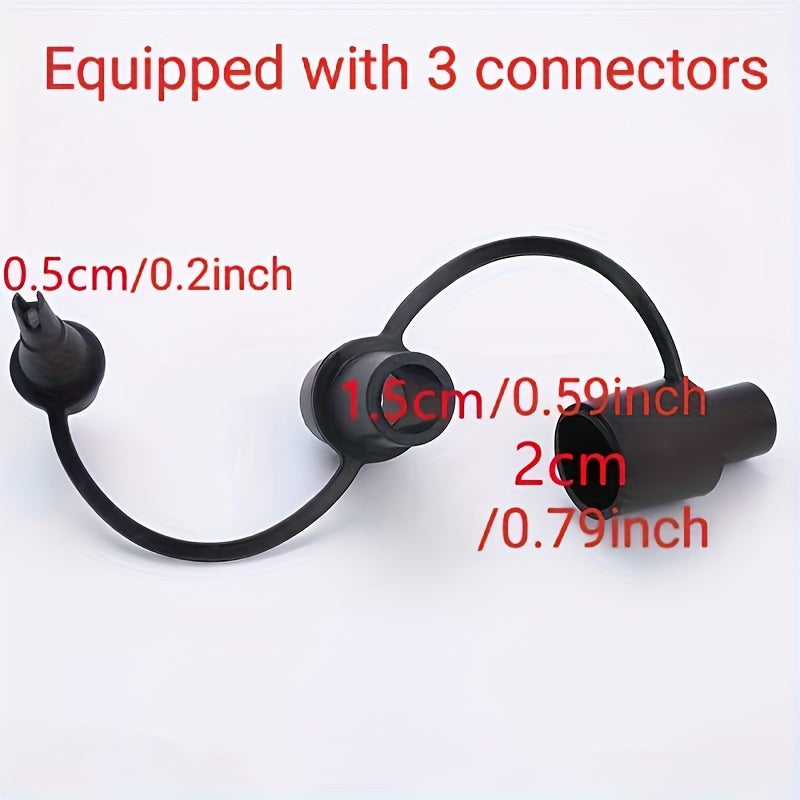 Чёрный портативный ручной насос с 3 адаптерами - идеально подходит для надувания кроватей, игрушек для бассейна, шариков и лодок.