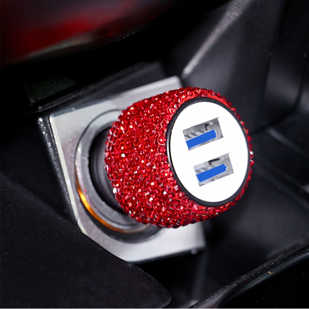 Sun'iy olmos avtomobil zaryadkasi Dual USB xavfsizlik bolg‘asi ichki bezak