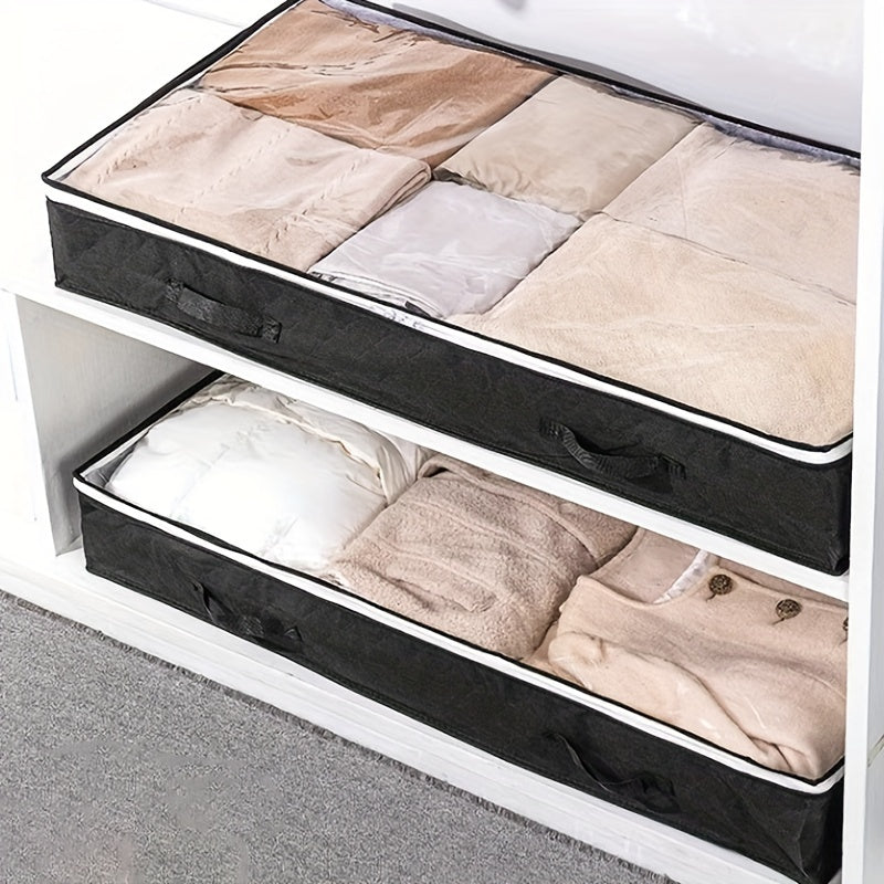 Black Transparent Under Bed Storage Box for Clothes and Bedding