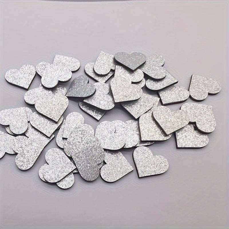 Wooden Peach Heart Decoration with Gold and Silver Glitter for Wedding Table