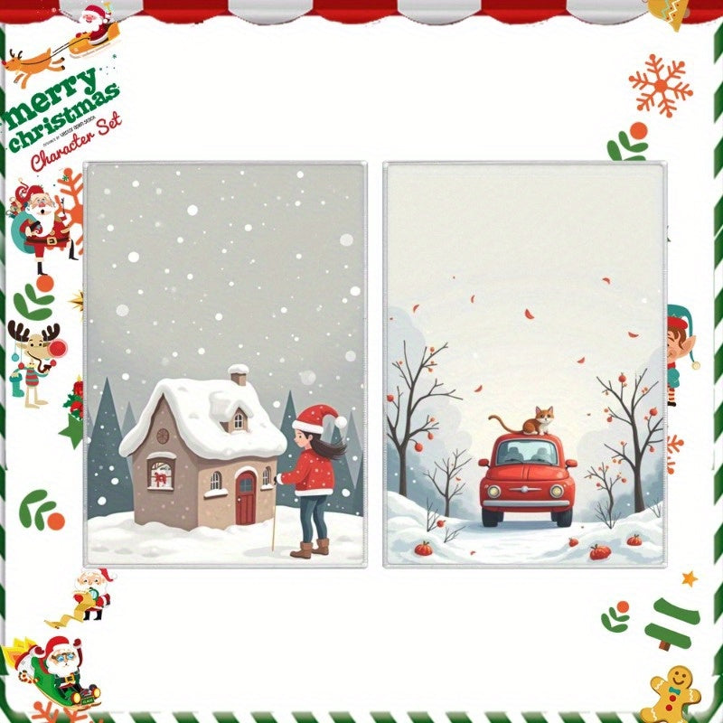 Set of 2 Christmas Kitchen Towels 45x66cm Snowflake Winter Decor