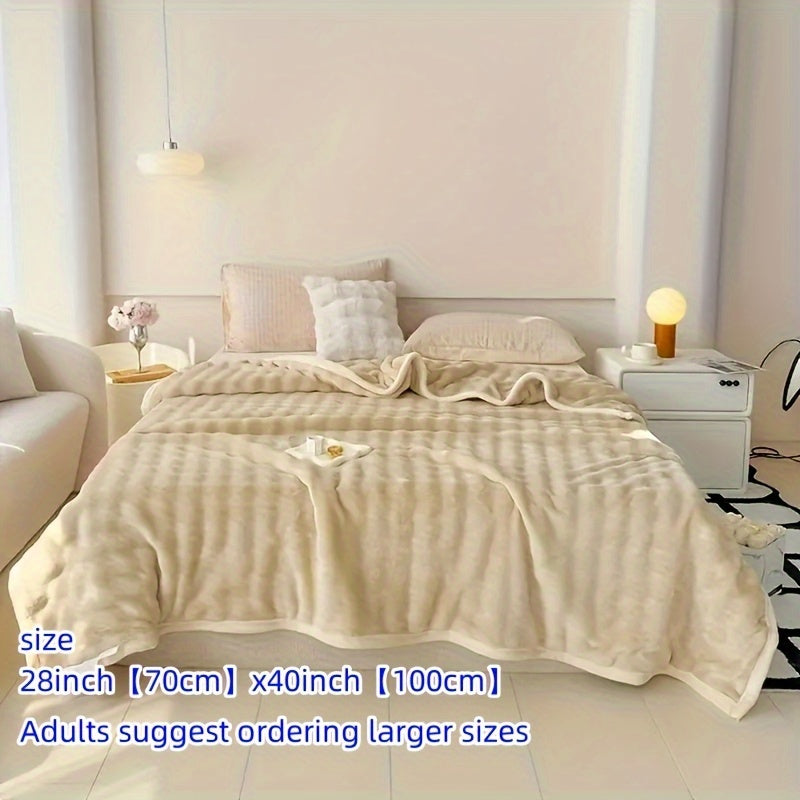 Luxury Blanket Thickened Rabbit Velvet Bubble Design Breathable Skin-Friendly Machine Washable