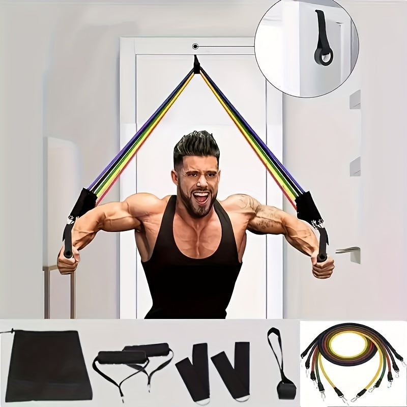11-Piece Resistance Band Set for Full-Body Workout with Resistance Ropes and Stackable Bands