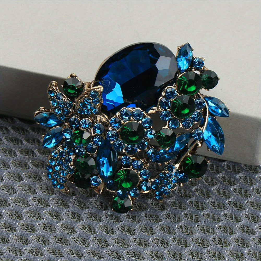 Flower Brooch Pin with Rhinestones for Women Fashion Jewelry Gift