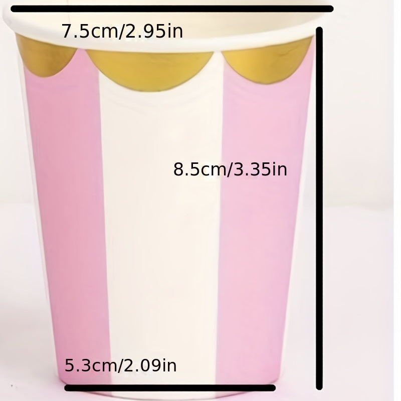 To'y marosimlari uchun zamonaviy chiziqlar bilan bir marta ishlatiladigan qog'oz stakanlar - izolyatsiyalangan, sovutilgan ichimliklar va yo'lda, qog'oz stakanlar uchun ideal