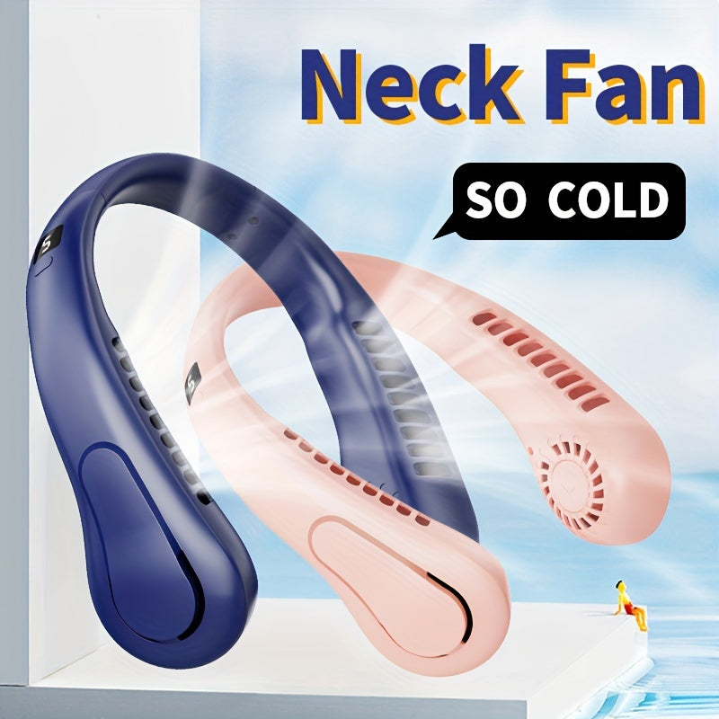 Women's USB Rechargeable Neck Fan with Adjustable Speeds Quiet Fast Cooling