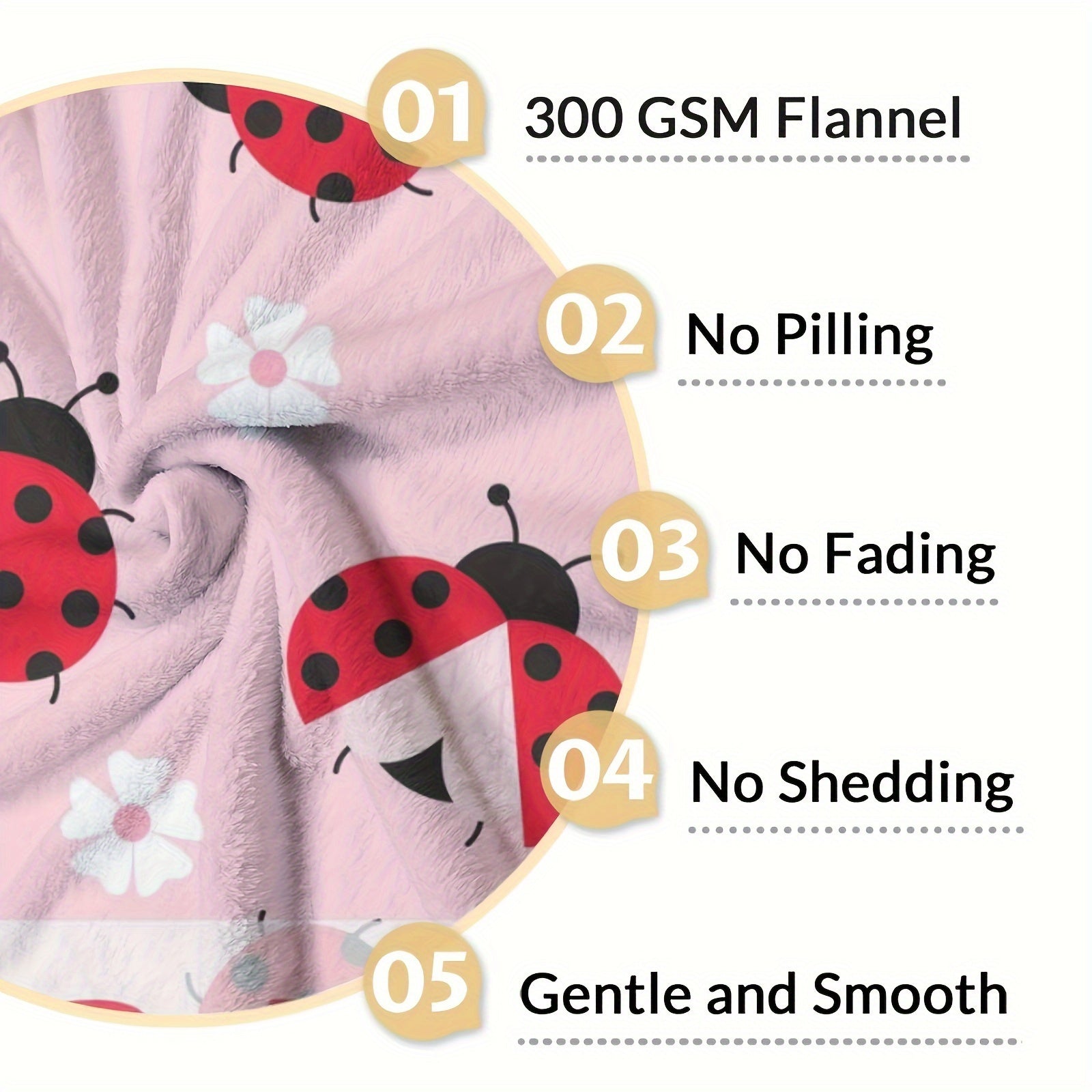 Personalized Ladybug Throw Blanket Flannel Fleece Lightweight for Sofa Bed Travel