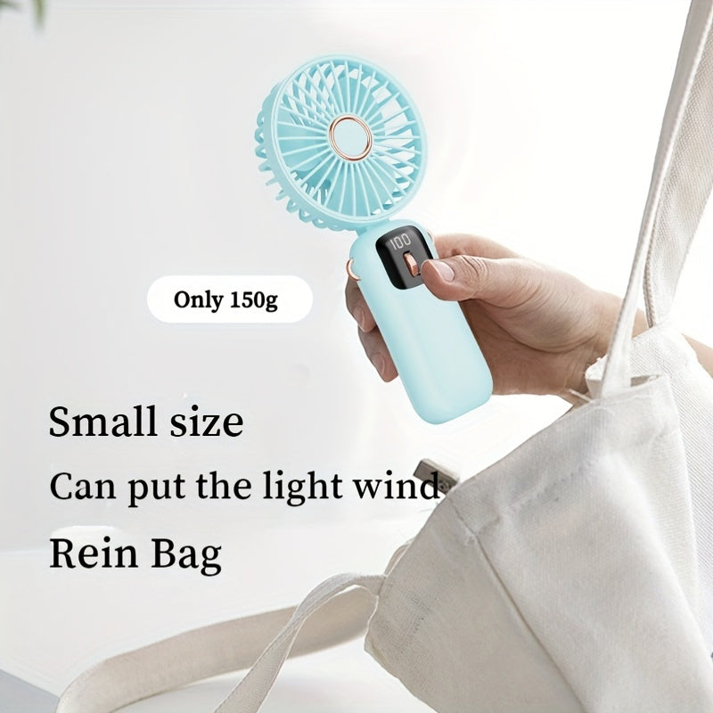 Portable Handheld Mini Fan USB Rechargeable 5 Speeds Foldable for Travel Outdoor Indoor