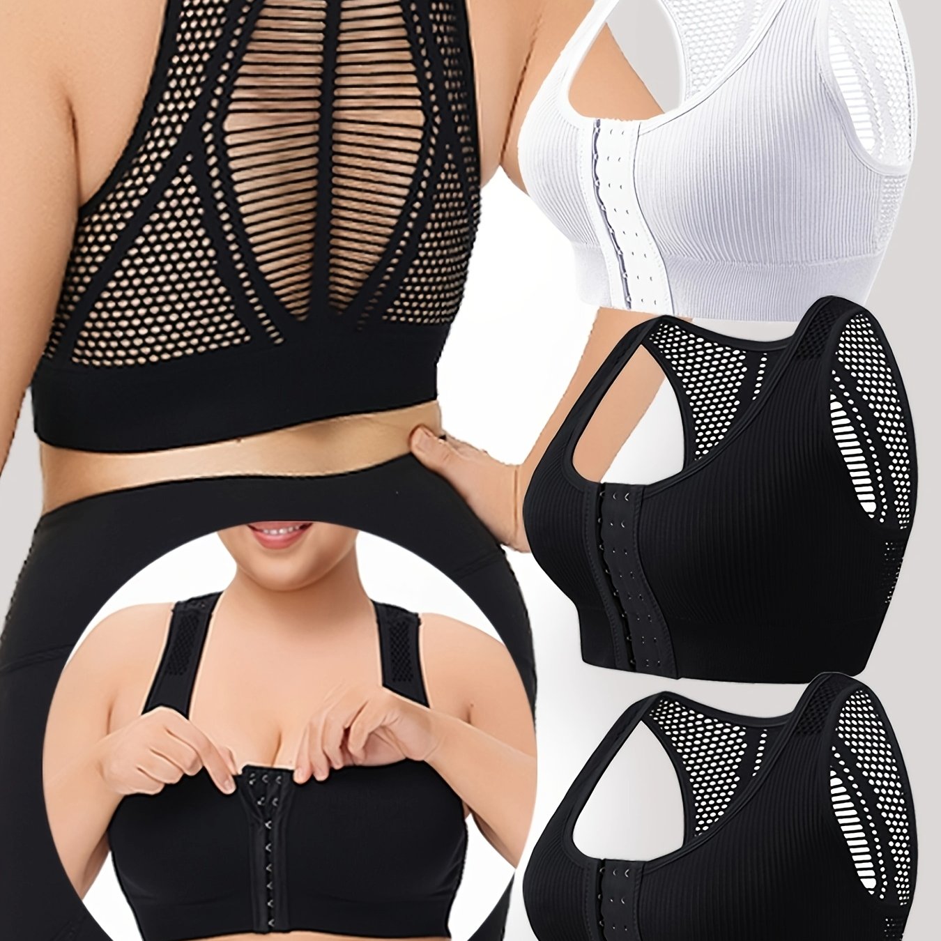 Women Breathable Seamless Sport Bra With Adjustable Straps Plus Size