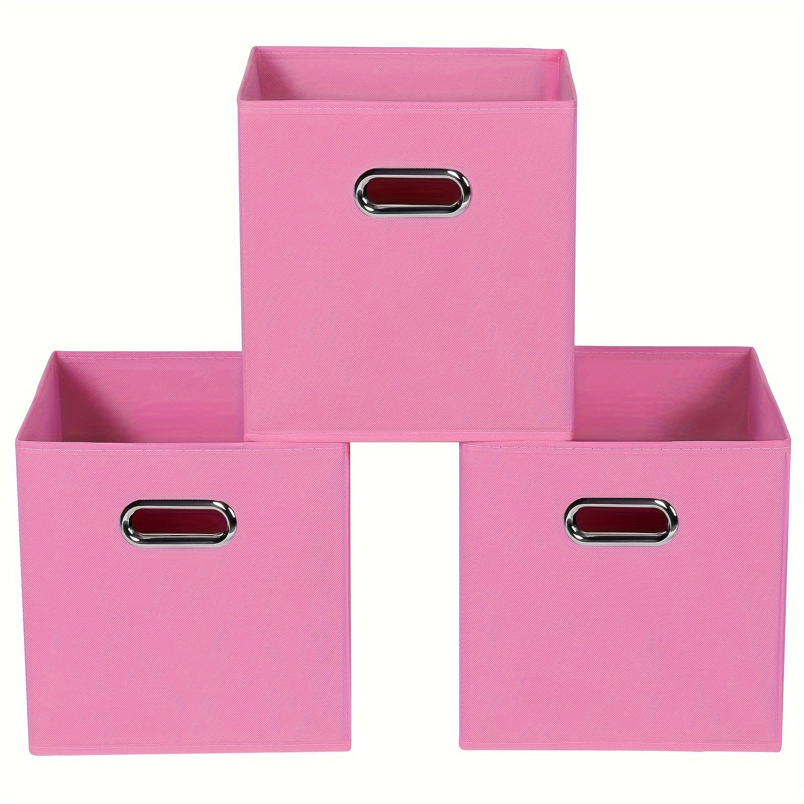 Juego de 6 cestas de tela plegables con asas en diseño de cubo en negro, azul y crema