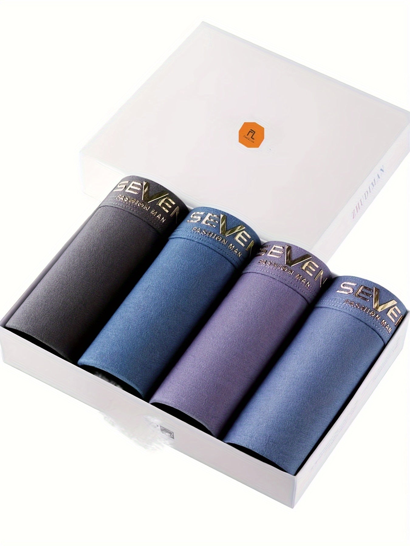 Men's Cotton Boxer Briefs 4-Pack High Stretch Knit Alphabet Design Contrast Edges