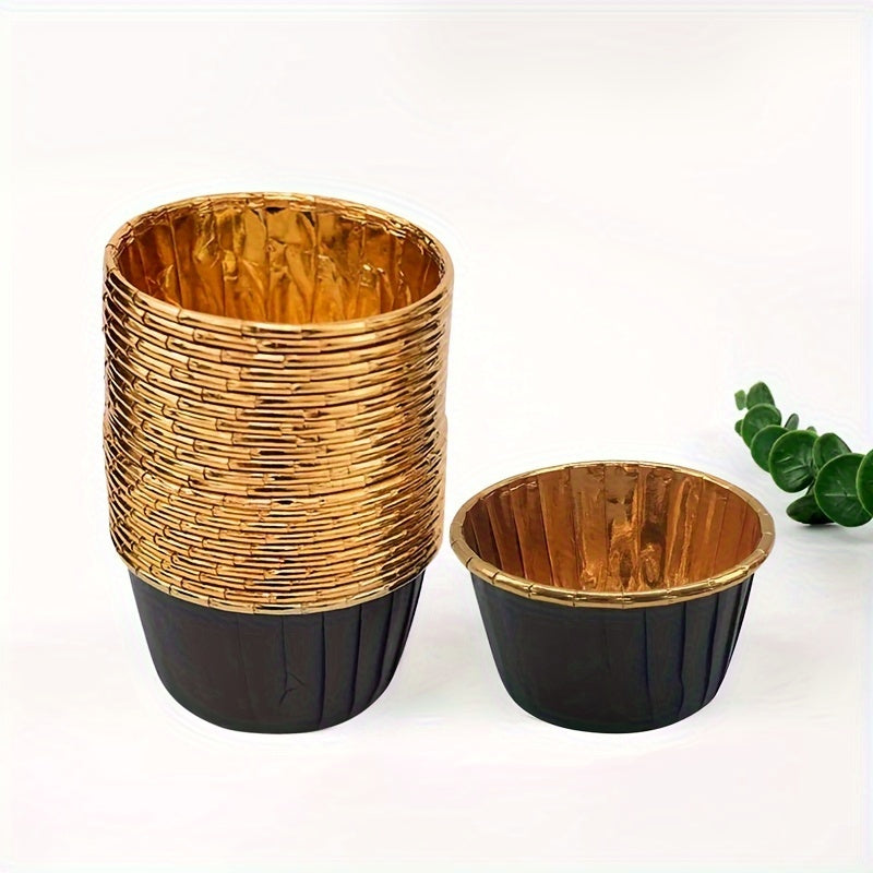 Gold Rimmed Cupcake Liners Set of 50 High-Temperature Resistant Baking Cups for Muffins