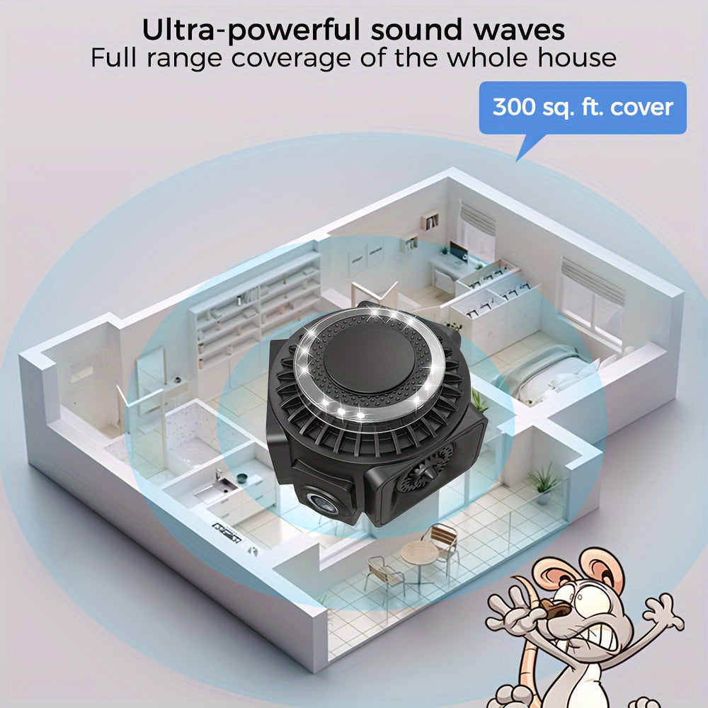 Cappsu Soundwave технология Репеллент для грызунов - USB-зарядка, высокочастотный отпугиватель вредителей с 3 динамиками и датчиком движения. Эффективен против мышей, белок, крыс в доме, чердаке, гараже, автодоме.