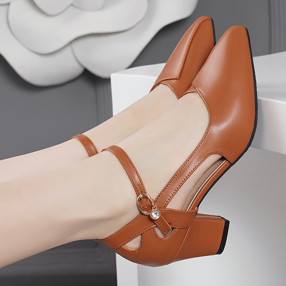 Women's Summer Sandals Heel Toe Strap Hollow Block Shoes