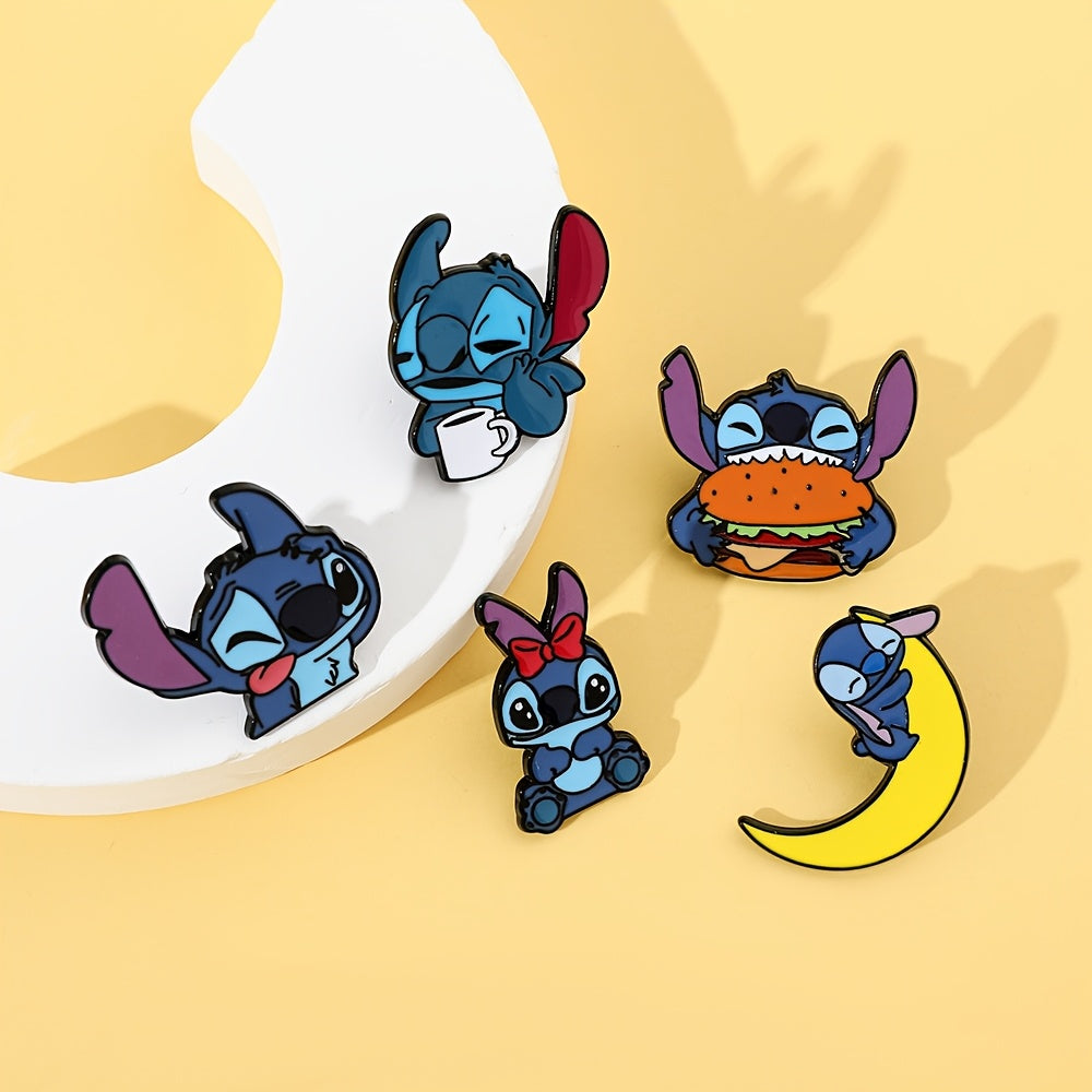 Set of 8 Cartoon Animal Enamel Pins for Backpacks and Clothing Cute Brooch Badges for Gifts