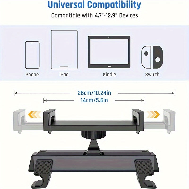 Universal avtomobil orqa o‘rindiq planshet tutqichi 360° aylantiriladigan tortib olinadigan