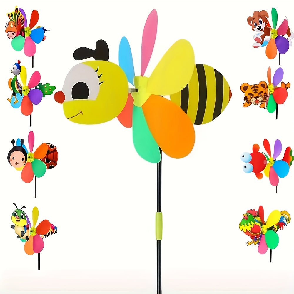 Colorful Plastic Cartoon Animal Outdoor Windmill for Garden and Party Decor